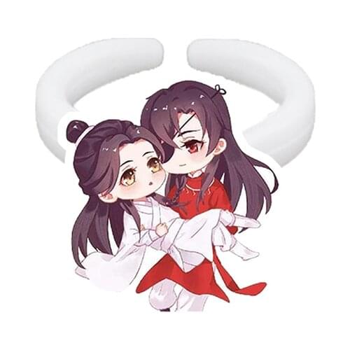 TAFREE Couple Heavenly Official Blessing Q Version Pattern Ring Resin Ring Acrylic Ring Jewelry To Send Companion