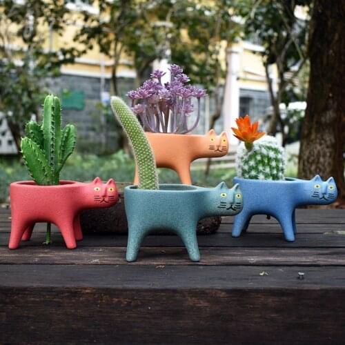 Cat Tail Succulent Flower Pot Creative Cute Ceramic Personality Cartoon Animal Vase Simple Monkey Tail Cactus Home Decore