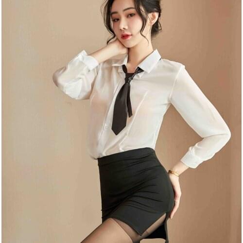 Women Adult Halloween Party Cosplay Schoolgirl Student Sexy Costumes Uniform Female Short Sleeve Fancy Shirt Dress with Necktie