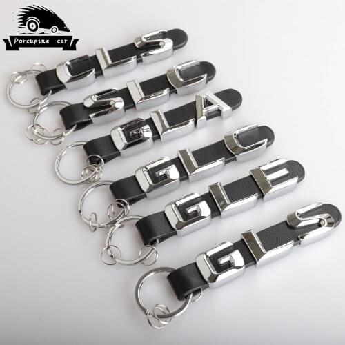 Zinc alloy leather Key Rings For Mercedes Benz CLS SLC GLA GLC GLE GLS 3D Car Keychain Metal Keyring Key Chain Rings Keychains