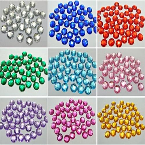 200 Flatback Acrylic Round Sewing Rhinestone Gems Button 12mm Sew on beads