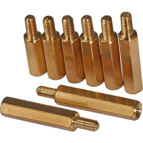 10pcs/lot M3*L+6mm Hex head Brass Spacing Screws Threaded Pillar PCB Computer PC Motherboard StandOff Spacer