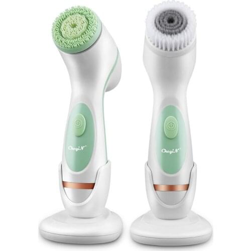 CkeyiN Multifunction Facial Cleansing Brush Silicone Rotating Dead Skin Remover Exfoliating Face Pore Cleaner USB Rechargeable