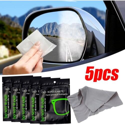 5pcs Reusable Glass Anti-Fog Cloth Glasses Wipes Car Rearview Mirror Helmet Lens Goggles Mirror Universal Defogger Cleaning Wipe