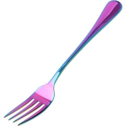 Stainless Steel Table Forks Set, 6Pcs Rainbow Color Stainless Steel Tableware Cutlery Dinnerware Set Dishwasher Safe, Fork(20cm