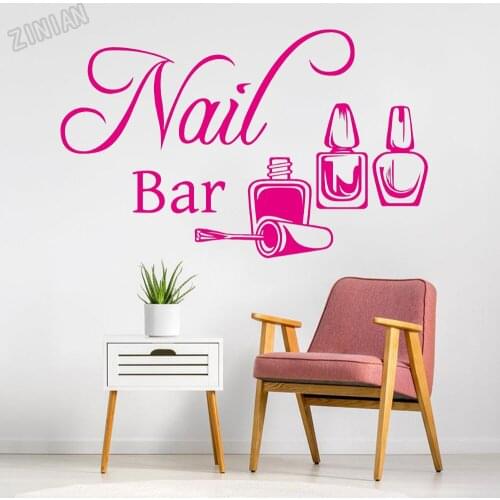 Nail Bar Wall Sticker Manicure Wall Decal Nails Salon Decor Vinyl Shop Window Stickers Art Home Interior Wall Decoration Y335