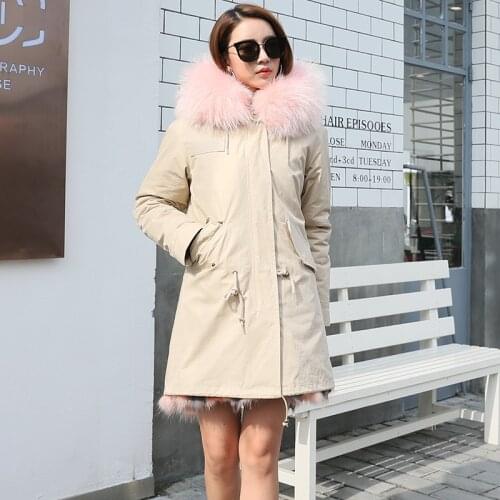 New jacket winter coat oversized raccoon fur collar pie overcoming hooded fur fox fur liner mid-length womens clothing