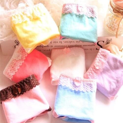 New Arrived 4Pcs/Lot Girl Panties Underwear Lace Briefs Cotton Lingerie Soft Comfortable Bowknot Cartoon Panty Wholesale 812-4