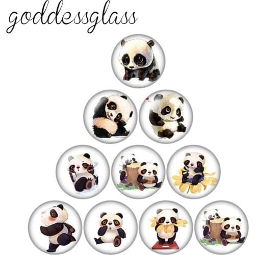 New Lovely Cartoon Animals mixed 10pcs 12mm/18mm/20mm/25mm Round photo glass cabochon demo flat back Making findings