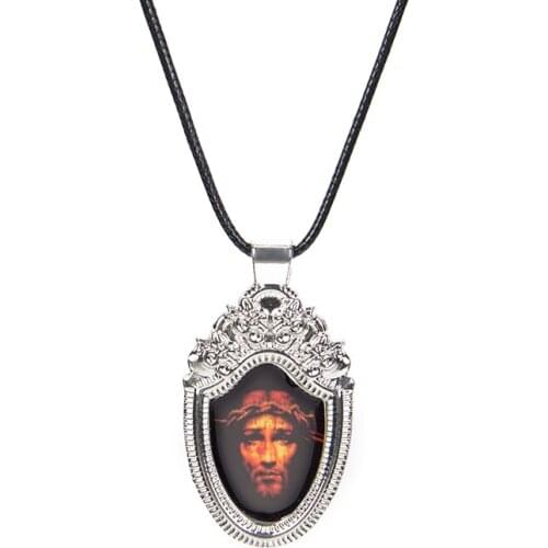 St Anthony Pendant Necklace Luminous Necklace Bring Love To Your Life Medal Religious glass Cabochon Jewerly