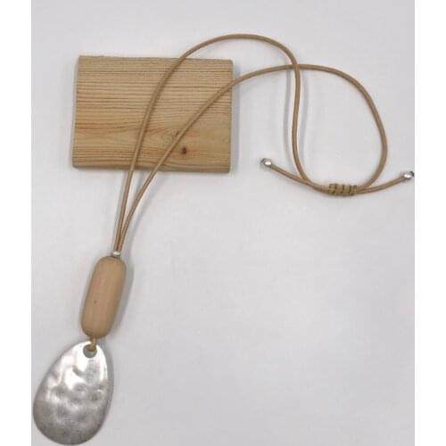 Kara&Kale Boho Fashion Jewelry Gothic Long Necklace Wax Cord Wood Beads Vintage Collares Drop Alloy Pendant Necklace Women