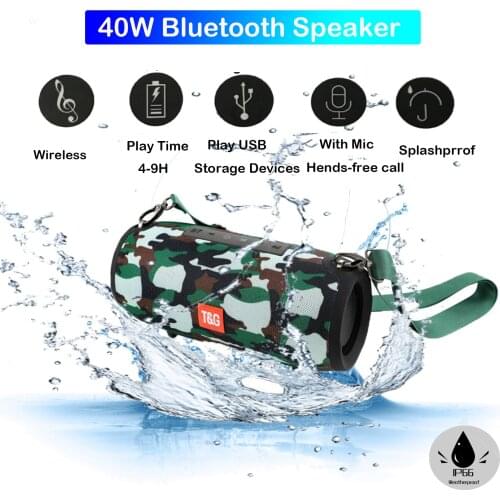 Portable Bluetooth Speaker 40w Wireless Bass Column Waterproof Outdoor Speaker Support AUX TF USB Boom box Stereo Loudspeaker