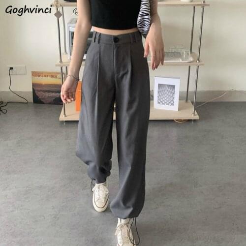 Casual Pants Women Solid Chic Ankle-length Adjustable Loose Womens All-match Streetwear Cargo Trousers Hip-hop Kpop Slim Ulzzang