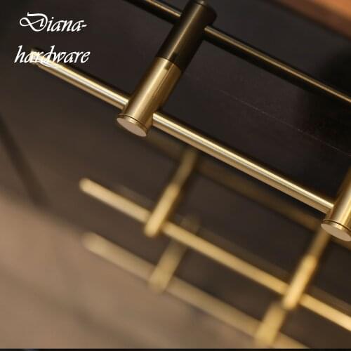 Adjust The Pitch Luxury Solid Brass Long Handle Modern Golden Cabinet Glass Door Handles Drawer Pulls Furniture Handle Hardware
