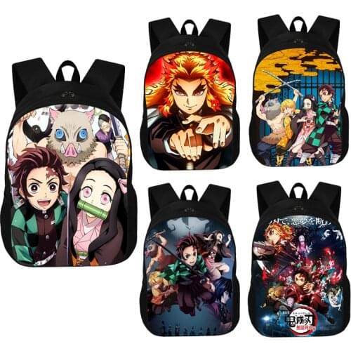 Demon Slayer: Kimetsu No Yaiba Backpack Canvas Bag Kamado Tanjirou School Bags Boys Girls & Doy Mochila Fashion Notebook Bag