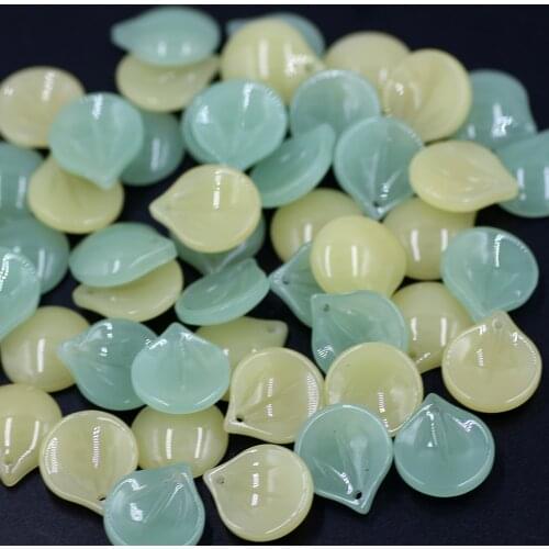 50pcs/lot 13x15mm Lampwork Glass Beads Cabochon Teardrop Shape Flower Petals Bead Handmade Necklace DIY Jewelry Making