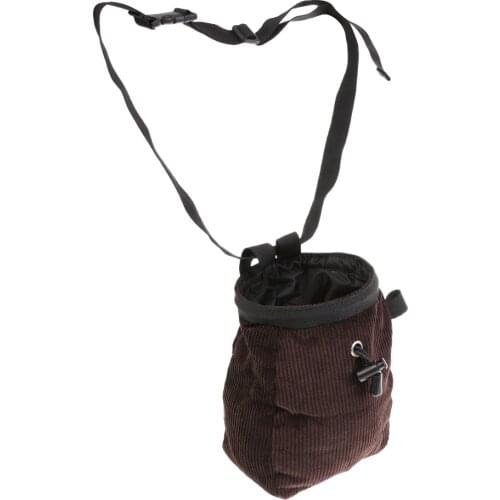 Rock Climbing Chalk Bag With Waist Belt & Drawstring Closure - Coffee