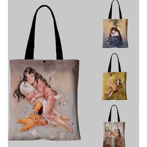 3D Print Tote Bag for Women Girl Dog Fashion Print Reusable Shopping Bag-20