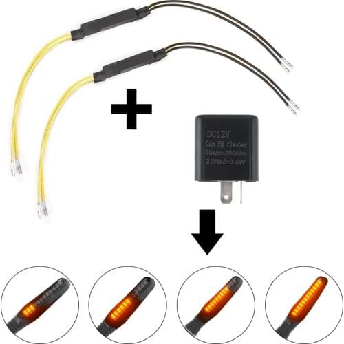 Motorcycle LED Turn Signal Indicator Load Resistor Decoder & 2-Pin Unit Adjustable Flasher Blinker Relay Moto Accessories 12V