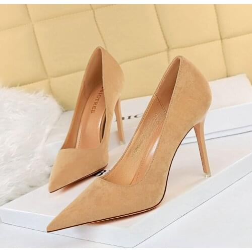 BIGTREE Shoes 2021 New Women Pumps Suede High Heels Shoes Fashion Office Shoes Stiletto Party Shoes Female Comfort Women Heels