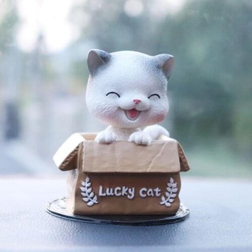 Car Ornament Automotive Dashboard Decor Ornament Cute Shaking Head Cat Toys Gift Car Accessories Interior Doll Auto Decoration