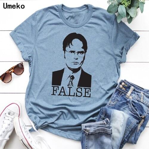 Umeko 2020 FALSE Character Avatar O-Neck T-shirt New Womens Fashion Casual Wild Short-sleeved Girl Top Print Fun Top Plus Size