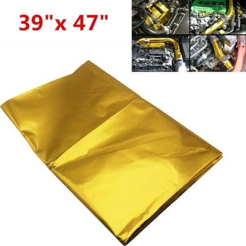 39"x47" Universal Car SUV Exhaust Golden Adhesive Reflect Heat Wrap Barrier