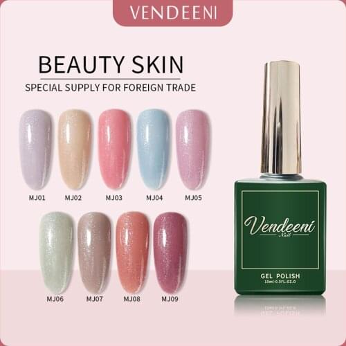 VDN 15ml Glitter Nail Gel Polish Long Lasting Soak Off UV LED Gel Varnish Gel Lacquer Salon DIY Nail Art Gradient Design 9 Color