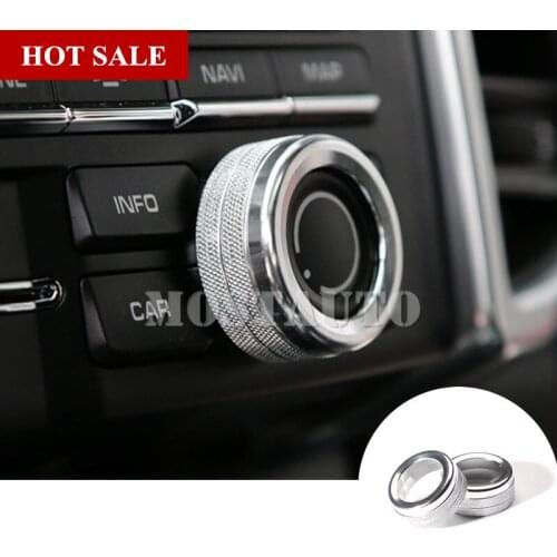 Inner Centre Console AC & Sound Volume Knob Cover For Porsche Macan 2014-2018 2pcs Silver/Blue/Red Car Decor Car Trim