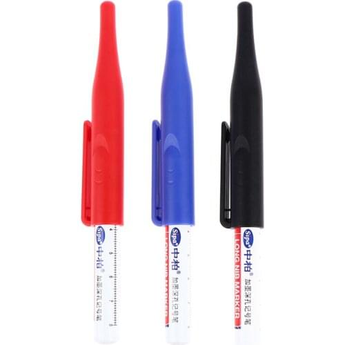 3 COLOR 30mm Deep Drill Hole Long Nib Water Resistant Marker Pens Wood Metal Marker For Bathroom