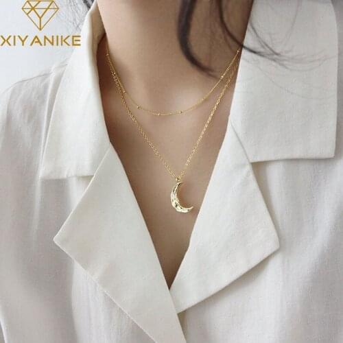 XIYANIKE 925 Sterling Silver Charm Necklace Charm Women Jewelry New Fashion Moon Pendant Clavicle Chain Party Accessories Gifts
