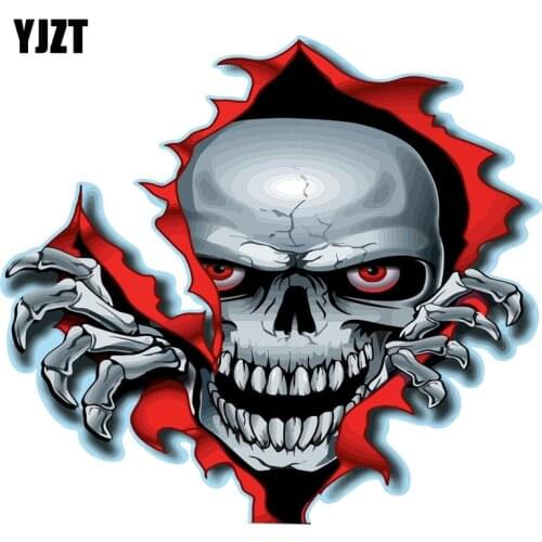 YJZT 15CM*13.6CM RED EYED SKULL Classic Personality Car Sticker Motorcycle Parts C1-7205