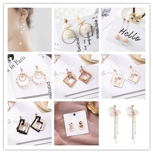 New Korean Acrylic clip Earrings For Women Statement Vintage Geometric Earrings 2020 Female Wedding Fashion ear clip Jewelry