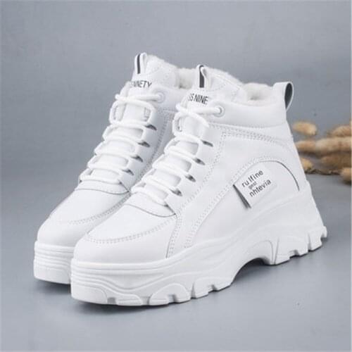 Winter White Sneakers Women Fashion Platform Ankle Boots Lace Up Combat Boots Snow Shoes Woman Warm Plush 2020 New Winter Boots