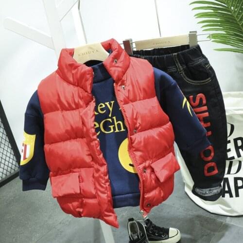 Winter Baby Casual Tracksuit Children Boy Winter vest,Thick sweater,thick jeans 3Pcs/Sets Kids Leisure Sport Suit 2-6YEARS