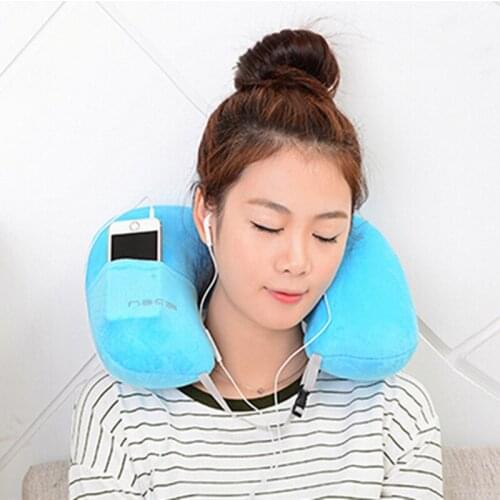 1Pcs Travel Air inflatable Neck Pillow Massager U Shape Portable Neck Pillow Airplane Office Rest Car Travel Pillow HealthCare