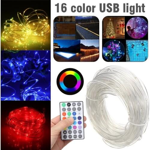 100 LED Strip Lights Remote Control Tube Rope Garland Fairy String Lights For Garden Rooftops Trees Backyards Decoration