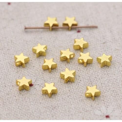 6mm Copper Star Spacer Beads Gold Color Loose Beads for Jewelry Making Bracelet Necklace Jewelry Accessories DIY 15pcs