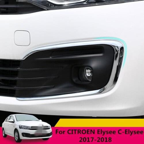 2pcs Chrome ABS Front Fog Lamp Frame decoration cover trim Exterior decoration Accessories For CITROEN Elysee C-Elysee 2017-2018