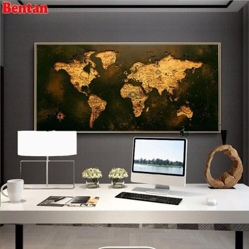5d Diamond Painting World Map Full Square Drill Rhinestone Embroidery Handcraft Art Kit DIY Painting Office home decoration