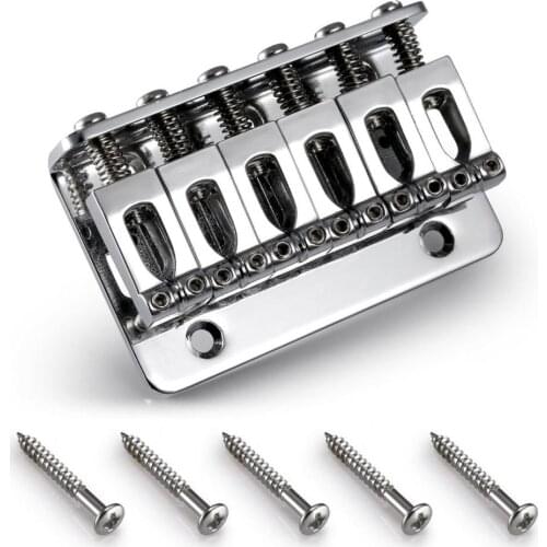 6 Saddle Hardtail Bridge Top Load 65mm Electric Guitar Bridge with 5Pcs Screws Heavy Guitar Accessories