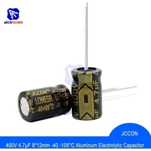 10PCS/Lot Aluminum Electrolytic Capacitor 400V 4.7μF 8x12mm High Frequency Low ESR -40 -105℃ 400V4.7μF 8*12mm Capacitor