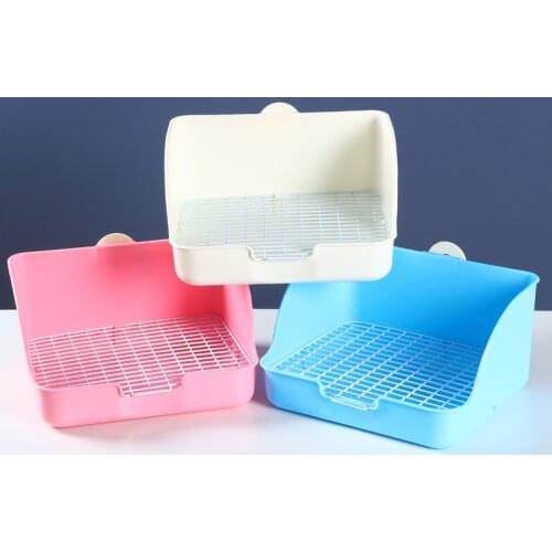 Rabbit Toilet Pet Large Toilet Spray-Proof Bunny Potty Steel Wire Bottom Mesh Knob Fixed Rabbit Chinchilla Guinea Pig Cage Use