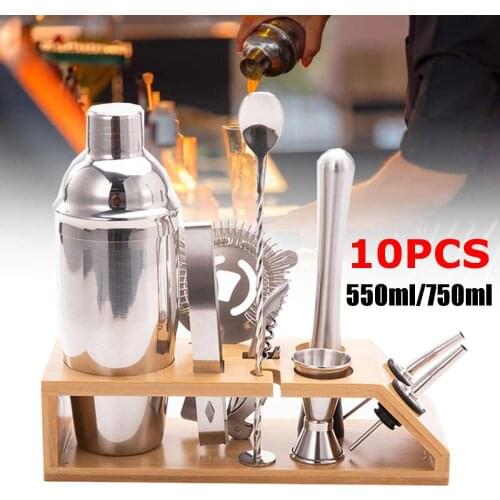1 Set Stainless Steel Cocktail Shaker Mixer Wine Martini Boston Shaker for Bartender Drink Party Bar Tool 750ML Wine Bottle