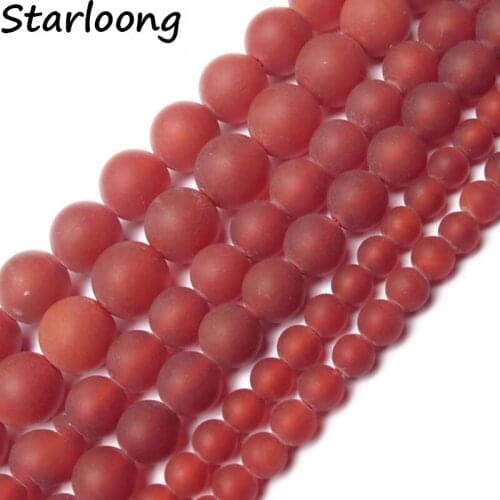 4-12mm natural stone beads Round Gorgeous Matte Red Agata onyx loose Beads For DIY Jewelry making Necklace Bracelet