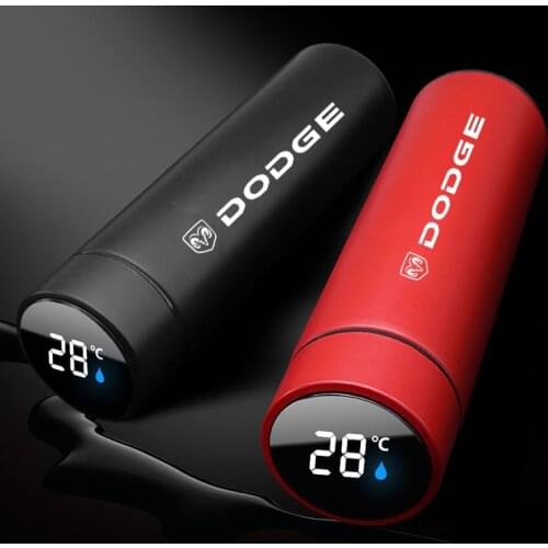 Car Water Bottle For Dodge 500ml Smart Thermos Mug Bottle LED Temperature Display Vacuum Flasks Tea Coffee Thermo Cups Travel