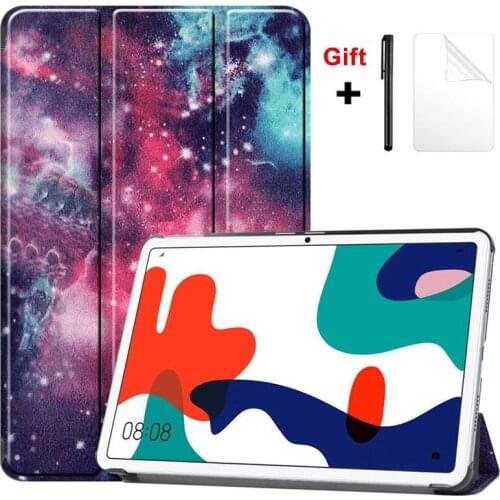 For Huawei MatePad 10.4 BAH3-AL00 BAH3-W09 Print Stand Folding PU Case High quanlity Luxury Slim Flip Cover +Film Pen