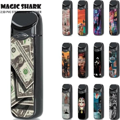Magic Shark Cute Cat Chainsaw Dollar Money Case Cover Sticker for Smok Nord Wrap Film for E Cigarette Smok Nord