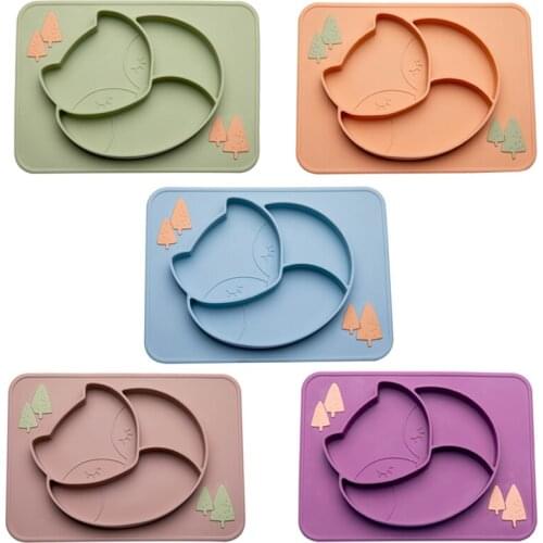 2021New Silicone Childrens Dishes Cute Fox Feeding Plate Baby Infants Supplementary Food Baby Tableware Learning Plate BPA Free
