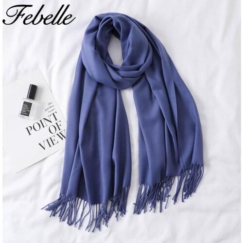 Febelle Women Winter Cashmere Scarf Solid Shawls and Wraps Warm Lady Pashmina Bandana Fall Winter Long Scarf